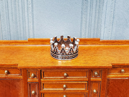 Tiny Miniature Crown Silver Metal for Dolls Dollhouse Works with 1:12 Scale - Miniature Crush