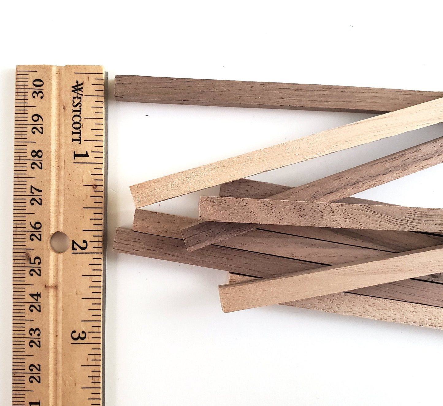 Walnut Square Wood Strips 1/4" x 1/4" x 6" 10 Pieces Long Crafts Models Miniatures - Miniature Crush