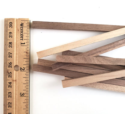 Walnut Square Wood Strips 1/4" x 1/4" x 6" 10 Pieces Long Crafts Models Miniatures - Miniature Crush