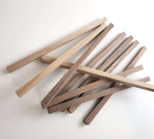 Walnut Square Wood Strips 1/4" x 1/4" x 6" 10 Pieces Long Crafts Models Miniatures - Miniature Crush