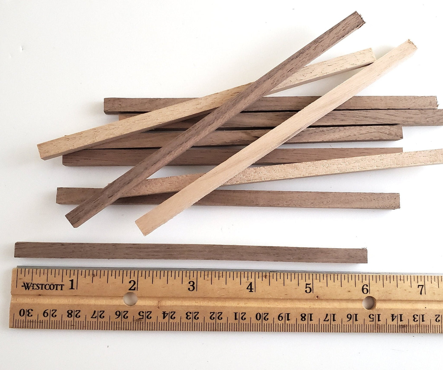 Walnut Square Wood Strips 1/4" x 1/4" x 6" 10 Pieces Long Crafts Models Miniatures - Miniature Crush
