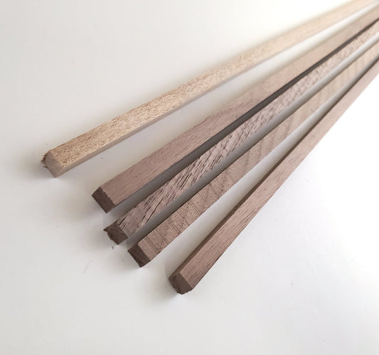 Walnut Wood Square Strips Beams Posts 5 Pieces 1/4" x 1/4" x 18" Long Crafts Models Miniatures - Miniature Crush