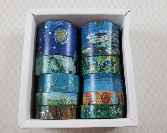 Washi Tape 10 Rolls 3 Sizes Van Gogh and Monet Scrapbooking Stamping Decorating - Miniature Crush