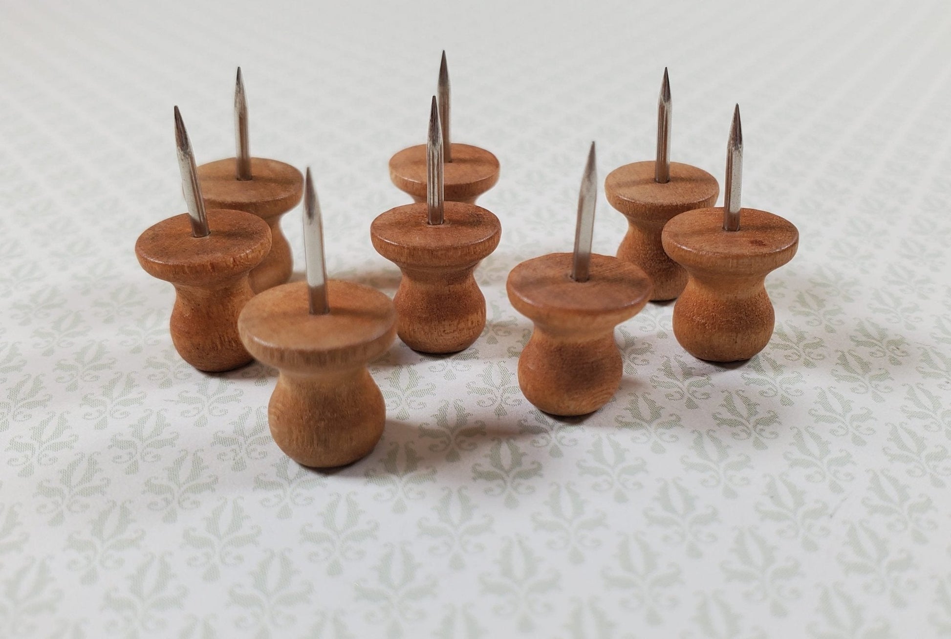 Wood Thumb Tacks Light Brown Push Pins 8 Pcs Use for Dollhouse Furniture - Miniature Crush