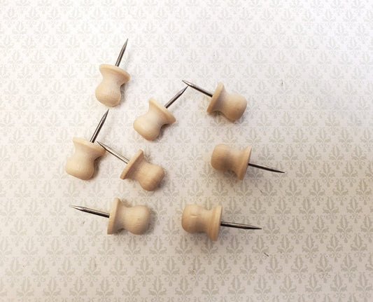 Wood Thumb Tacks Push Pins 8 Pieces Use for Dollhouse Miniature Furniture DIY - Miniature Crush